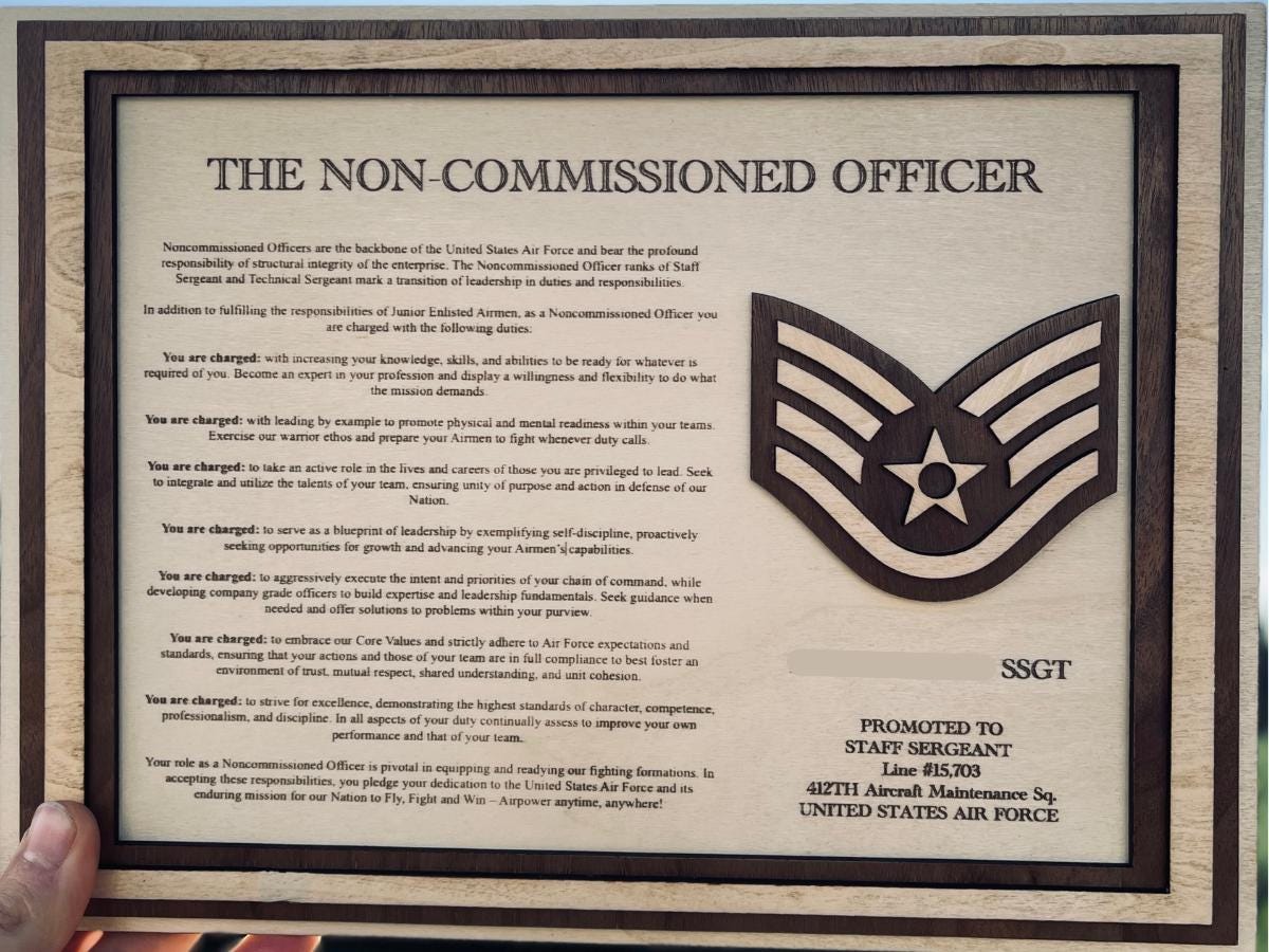 Military Promotion Gift | NCO and SNCO Charge | Usaf | Usn | Us Army ...