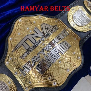 TNA Wildcat heavyweight Championship Belt–2 Layered–Gold Plated – Real Leather strap