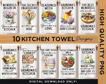 Diseño PNG de sublimación de paño de cocina de la abuela, diseños de paños de cocina para el Día de la Madre, paño de cocina rústico PNG, decoración del hogar y la cocina