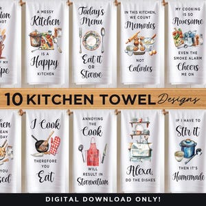 Funny Kitchen Towel Sublimation Bundle | Kitchen Towels PNG Design | Kitchen Art Sayings PNG | Kitchen & Dining Decor PNG | Digital Download