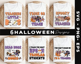 Spooky Teacher PNG, Teacher Halloween PNG, Coquette Halloween Teacher png,  Cute Ghost png, Fall Shirt png, Trick or Teach shirt png