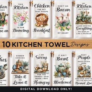 Funny Country Kitchen Towel Sublimation Bundle PNG | Kitchen Towel Design | Kitchen Tea Towel png | Kitchen and Dining Dish Towel