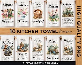 Funny Country Kitchen Towel Sublimation Bundle PNG | Kitchen Towel Design | Kitchen Tea Towel png | Kitchen and Dining Dish Towel