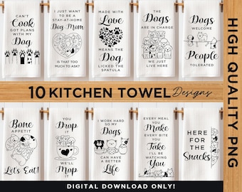 Funny Dog Themed Kitchen Towel Sublimation Bundle, Kitchen Dish Towel PNG, Dog Kitchen Towel, Gift for Dog Lovers, Cute Kitchen Tea Towel