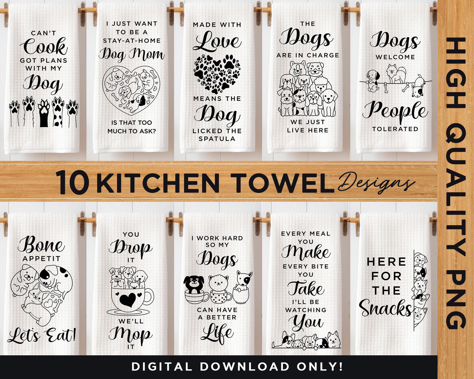 Funny Dog Themed Kitchen Towel Sublimation Bundle, Kitchen Dish Towel ...