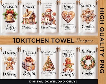 Christmas Kitchen Towel Sublimation Designs, Gingerbread Kitchen Towel PNG Design, Cute Christmas Kitchen Tea Towel, Gingerbread Dish Towel