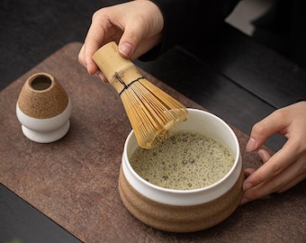 Keramische matcha-komset: bamboegarde, schep en houder