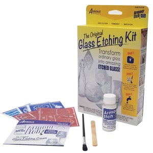 Glass Etch Kit Mini Sample Kit and Stencils for Glass Etching DIY on Wine Glasses or Glass Decor Available in Canada