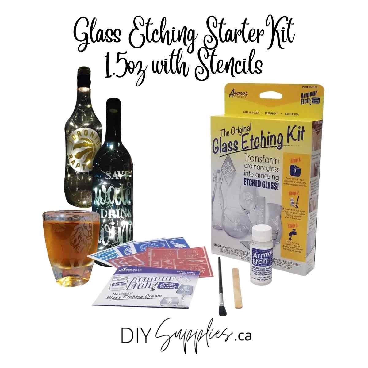 Armour Etch Glass Etching Kit - Includes Cream & Stencils For DIY Crafting