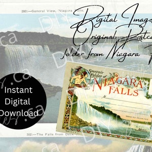 Instant Digital Ephemera Download Jpg Bilder eines Vintage "Niagara Falls" Ordner antike Postkarte - Frühe 1900er Junk Journal