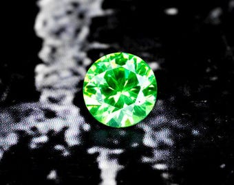 Demantoid Garnet, Ural 0.45 Ct Transparent, Perfect Round Cut 4.6 mm Diameter, Rare Ring Sized Gem, Video on a Hand!