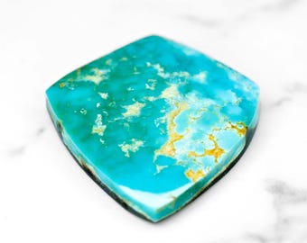 Natural Untreated Turquoise, Nevada 5.40 Ct Incredible Color, Free Form Cabochon 19 x 16.1 mm, See Video!