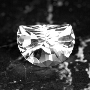 Beryl var. Goshenite, Mozambique 2.78 Ct Flawless, Half Moon Cut, For Jewelry, Video on a Hand