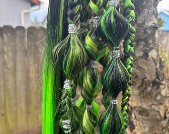 Festival Rave Yellow and Black Braided Hair Extensions Festival Braid Tie In main image 3