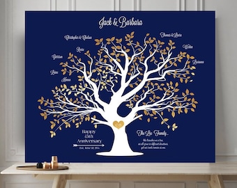 Sapphire anniversary gift for parents 45th wedding anniversary family gift 45 year marriage 30th anniversary custom name tree heart in tree