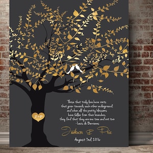 50th GOLDEN Anniversary print 50th Anniversary Gift for parents wedding gift parents gift for parents from kids canvas print custom quote Charcoal + Faux Gold
