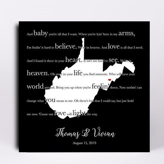 Wedding Gift For Couple Wedding Song Lyrics Wall Art Wedding Etsy