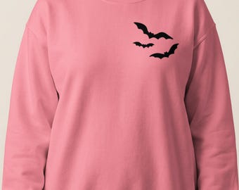 Minimalist Bat Sweatshirt, Spooky Season Halloween Crewneck, Subtle Goth Flying Bats Sweater, Witchy Dark Academia Jumper, Fall Gift