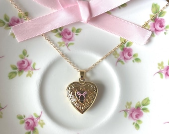 Daphne Bow Heart Locket Necklace