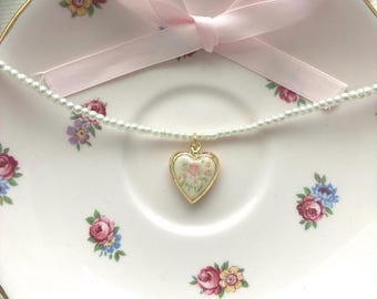 Melodie Pearl Floral Locket Necklace