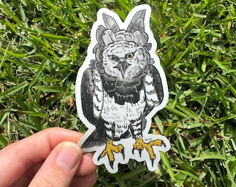 Pegatina de vinilo mate troquelada con águila arpía / Regalo para amantes de las aves / Amante de la vida silvestre / Ave rapaz, ave de presa, regalo para observadores de aves / Arte original