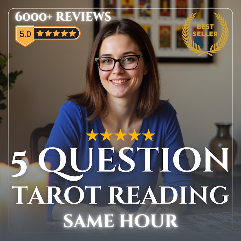 5 Question Tarot Reading, Tarot Cards Reading, Same Day Tarot Reading, Honest Psychic Reading image 1