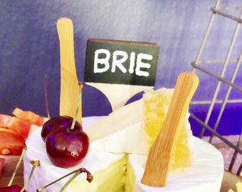 Writeable Cheese Markers Set of 5 - chalkboard, hostess gift, cheese plate, hors d&#39;oeuvres, appetizers
