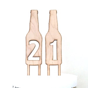 Beer Bottle Number Cake Toppers, 21st Birthday Cake Topper, 40th cake topper, Beer Bottle, Wood cake topper,