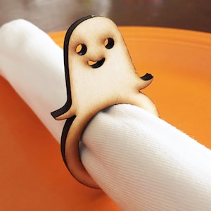 Ghost Wood Napkin Rings, Halloween Dinner, Halloween Wedding, Dinner party image 1