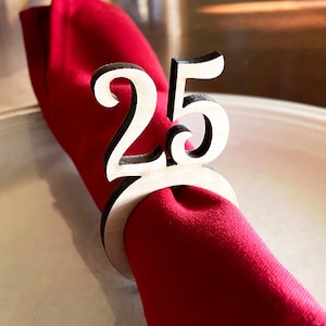 Servilleteros de madera con números, servilleteros de cumpleaños, servilleteros de aniversario