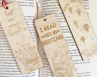 Just one more chapter bookmark, I read past my bedtime bookmark, Reading takes you to the greatest adventures bookmark, wood bookmark