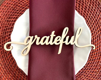 Grateful place cards, Blessed place cards,  Thankful place cards, Thanksgiving wood place cards, Thanksgiving place setting