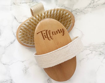 Personalized Dry Brush, Brush & Back Scrubber w/ Natural Bristles, Custom Dry Brush, Exfoliating Brush, Wood Brush, Gift for Her