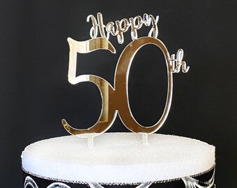 Happy 50th cake topper, 50th cake topper, Happy 50th Anniversary cake topper, Birthday cake topper