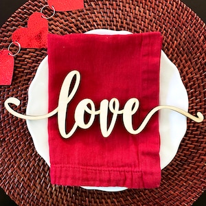 Marque-places amour, marque-places Saint-Valentin, marque-places amour bois, set de table pour la Saint-Valentin