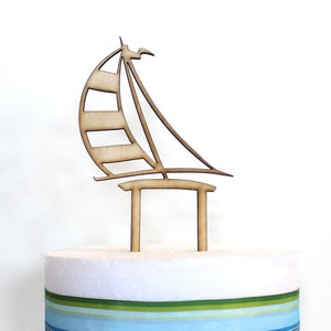 Sailboat Cake Topper, wood cake topper, ocean wedding cake topper, wedding cake topper, boy bridal shower, baby shower, beach cake topper