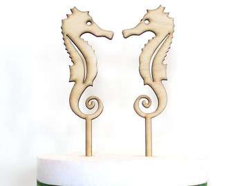 Seahorses Cake Toppers, wood cake topper, seahorses laser cut, wedding cake topper, beach wedding, ocean wedding