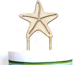 Starfish Cake Topper, Starfish laser cut, wood cake topper, wedding cake topper, bridal shower, baby shower