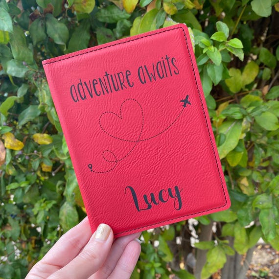 Personalized passport cover, Personalized adventure awaits passport cover, passport holder, personalized passport holder, vegan leather