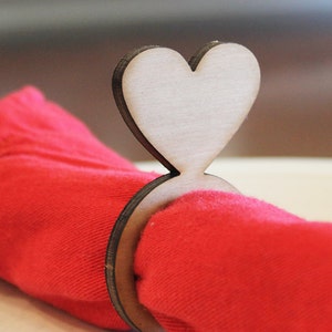 Heart Wood Napkin Rings, Valentine's Day, Laser Cut Set of 4, 8, 12 image 4