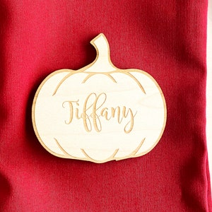 Pumpkin Wood Engraved Place Cards, Thanksgiving Place Cards, Thanksgiving Escort Cards, Pumpkin place cards, Personalized place cards image 2