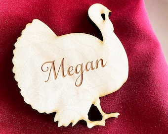 Turkey Engraved Place Cards, Thanksgiving place cards, Wood place cards,