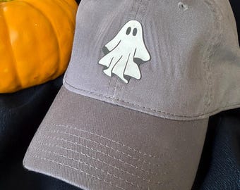 Ghost-pet, griezelige halloween-honkbalpet, grijze papa-hoed, schattige Ghost Esthetic-hoed, verstelbare herfsthoed voor mannen vrouwen, Ghost Halloween-pet