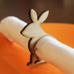 Easter Rabbit Wood Napkin Rings, Easter, Bunny Rabbit, Easter Bunny, Laser Cut Set of 4, 8, 12, Large Size image 2