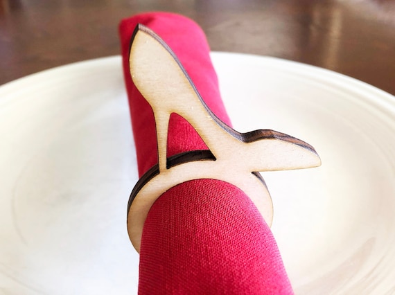 High Heel Wood Napkin Rings, Tea Party, Bridal shower, Mother's Day Lunch, Laser Cut Set of 4, 8, 12