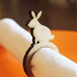 Easter Rabbit Wood Napkin Rings, Easter, Easter Bunny, Easter Dinner, Bunny Rabbit,  Laser Cut Set of 4, 8, 12 Small