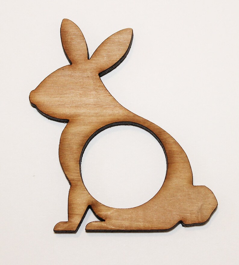 Easter Rabbit Wood Napkin Rings, Easter, Bunny Rabbit, Easter Bunny, Laser Cut Set of 4, 8, 12, Large Size image 5