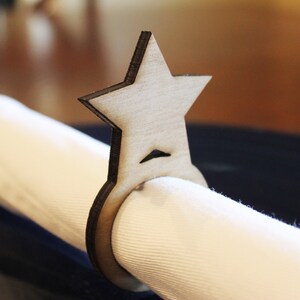 Star Wood Napkin Rings Set of 4, 8, 12, hanukkah, chanukah, 4th of July, New Years Eve, image 1