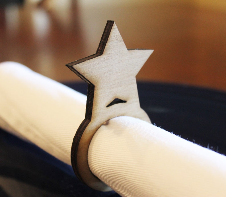 Star Wood Napkin Rings Set of 4, 8, 12, hanukkah, chanukah, 4th of July, New Years Eve, image 1