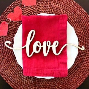 Love place cards, Valentine's Day place cards, Love wood place cards, Valentine's Day place setting image 3